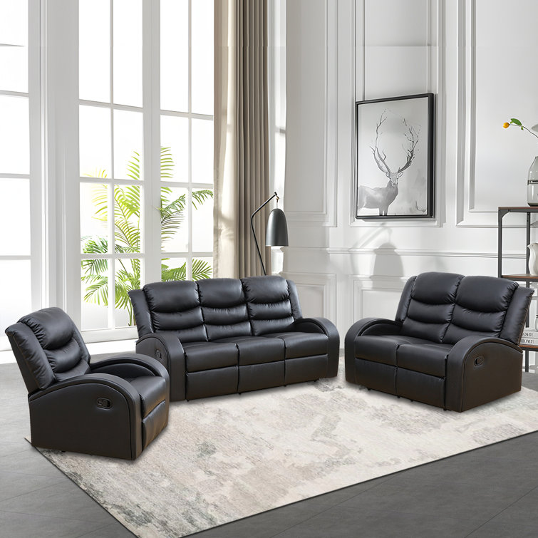 Hokku Designs Idelson 3 - Piece Faux Leather Living Room Set | Wayfair